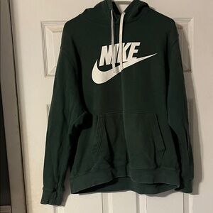 Nike Men's Forest Green Hoodie with White Swoosh